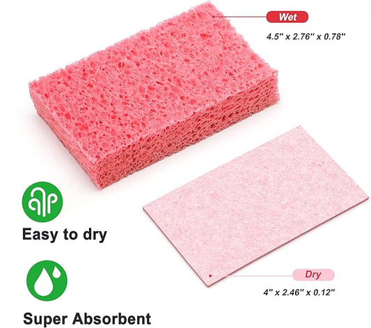 ARCLIBER Cellulose Sponges,Heavy Duty Scrub Kitchen Sponge,Clean Tough Messes Without Scratching Sponges Kitchen,Pop Up Eco Sponges DIY (6 Pack)