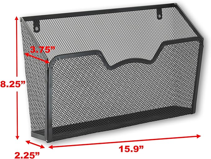 Simple Houseware Wall Mount Single Pocket File Organizer Holder, 3 Packs, Black