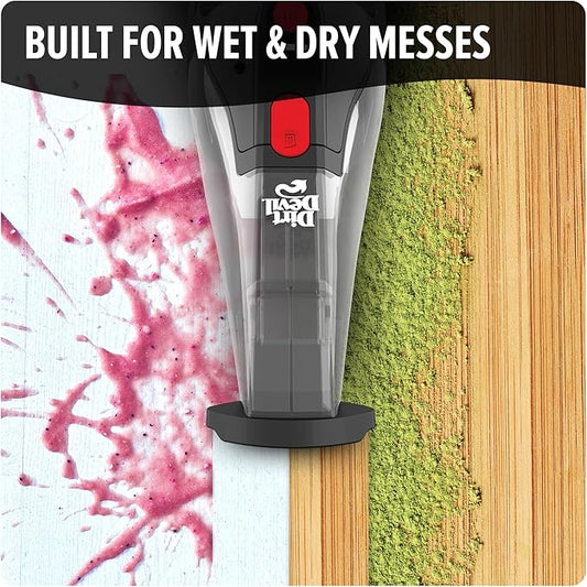 Dirt Devil 16V Cordless Handheld Vacuum Cleaner, Powerful Suction, Lightweight, Hand Vac for Wet and Dry Pickups, Includes Crevice Tool and Rechargeable Battery, Portable Vacuum Cleaner