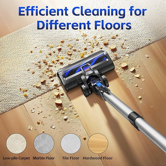 Cordless Vacuum Cleaner for Home, 45Kpa Lightweight Stick Vacuum with Powerful Suction, Rechargeable Battery Up to 50mins, Handheld Vacuum Cleaners for Carpets, Pet Hair, Hardwood Floors -Dark Blue