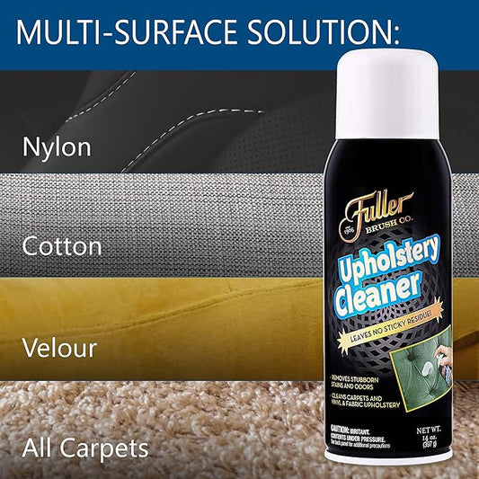 Fuller Brush Upholstery Cleaner - Multi Surface Solution - Rich Foaming Formula Penetrates and Removes Stubborn Stains Eliminates Odors Renews and Restores Surfaces Perfect for Carpets Seats and More