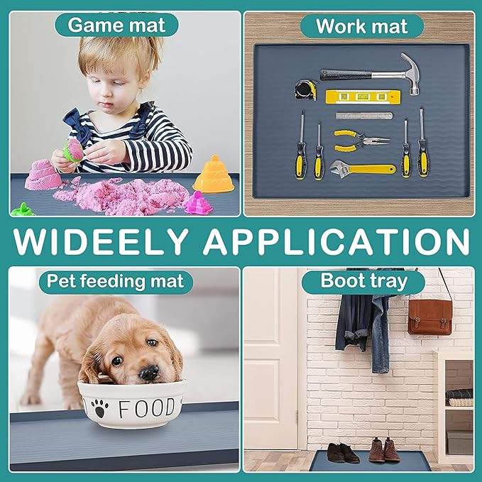 URMONA Waterproof Silicone Under Sink Mat 40'' x 22'' Shelf Liner for Kitchen and Bathroom, Cabinet and Counter Protector, Storage and Organizers, Litter Mat, Pet Cat Puppy Essentials(Brown)