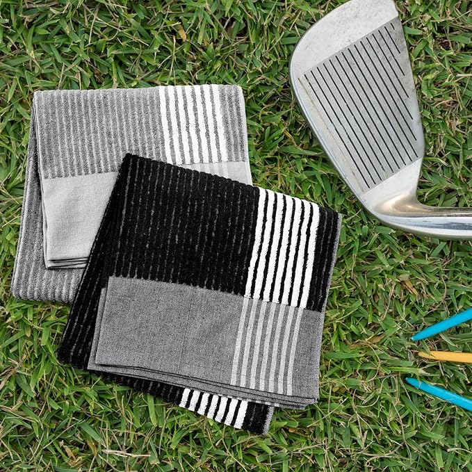 Buryeah Golf Towel 22 x 44 Inch Cotton Golf Caddy Towel Camping Large for Caddies Golfers Tour Players Club with Stripe