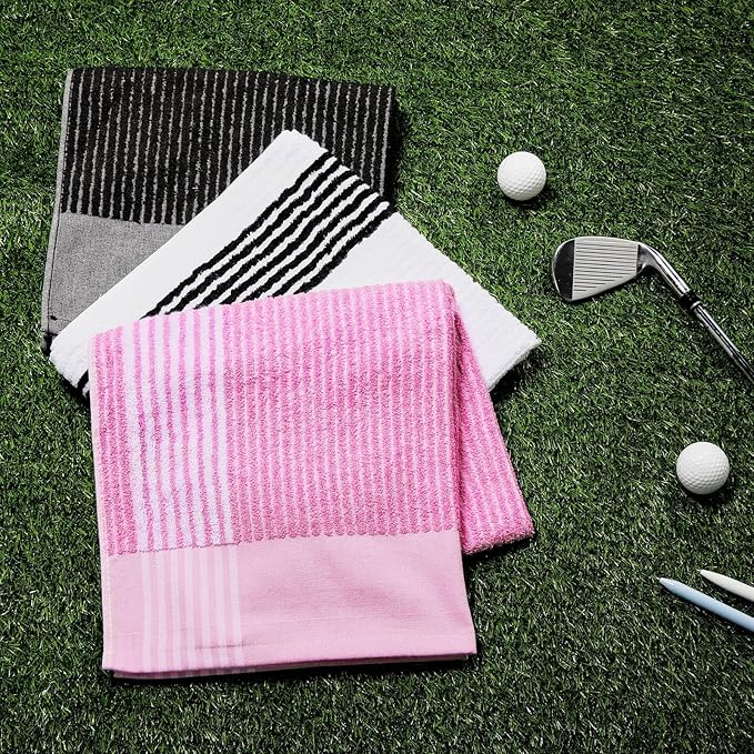 Buryeah Golf Towel 22 x 44 Inch Cotton Golf Caddy Towel Camping Large for Caddies Golfers Tour Players Club with Stripe