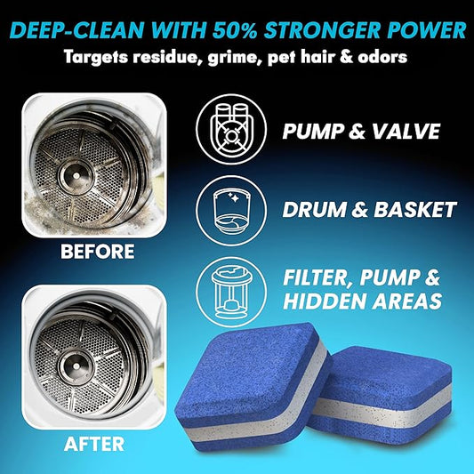 Washing Machine Cleaner New Ultra Pro Tablets 50% Stronger Formula for Pet - 28 Pack, HE Front & Top Load, Washer Deep Cleaning, Remove Tough Pet Hair, Odors, Residue & Grime, No Dander Build-up