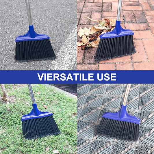 KeFanta 6 Pack Heavy Duty Broom Indoor/Outdoor Commercial Brooms Angle Broom 53 inches for Courtyard Garage Restaurant Lobby Patio Shop Home Kitchen Office Floor