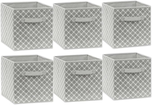 Simple Houseware 11-Inch Foldable Cube Storage Organizer Bin, Geometric Grey, 6 Pack