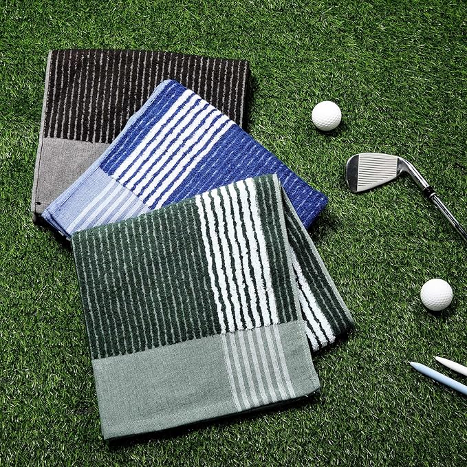 Buryeah Golf Towel 22 x 44 Inch Cotton Golf Caddy Towel Camping Large for Caddies Golfers Tour Players Club with Stripe