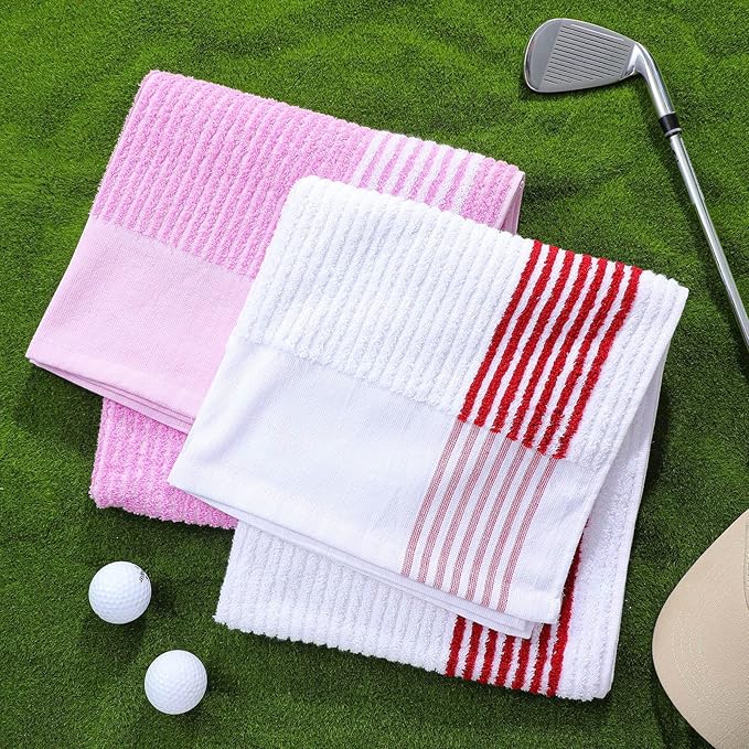 Buryeah Golf Towel 22 x 44 Inch Cotton Golf Caddy Towel Camping Large for Caddies Golfers Tour Players Club with Stripe