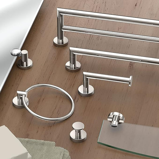 Gatco 4312 Glam Towel Ring, Polished Nickel | Wall Mounted 6.5" Towel Ring for Bathroom | Hand Towel Holder for Bathroom, Kitchen