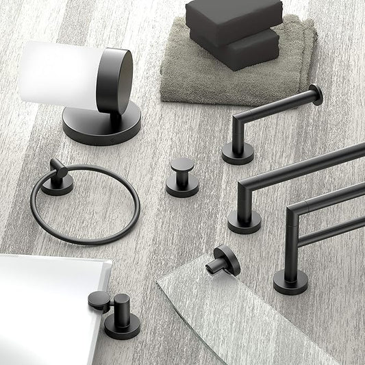 Gatco 4632MX Glam Towel Ring, Matte Black | Wall Mounted 6.5"W Towel Holder Ring for Bathroom