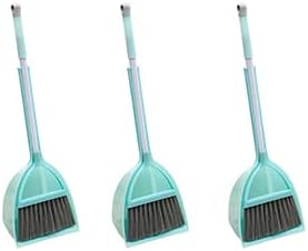 Mini Broom with Dustpan-Small Housekeeping Cleaning Sweep for Kitchen Bathroom Pet Nest Boat etc.(3Sets,Light Blue)