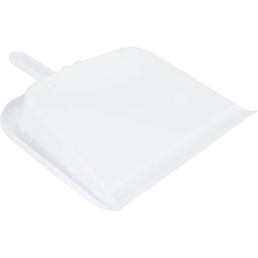 SPARTA Large Handheld Dustpan with Hanging Hole, Heavy-Duty Plastic Dustpan with Wide Lip for Countertops and Surfaces, Plastic, 10 Inches, White, (Pack of 12)
