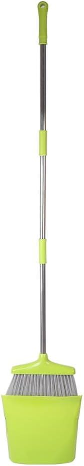 FGY Broom and Dustpan Set 48" Long Handle Broom and Collapsible Dust Pan Combo for Home Office Kitchen (Green)
