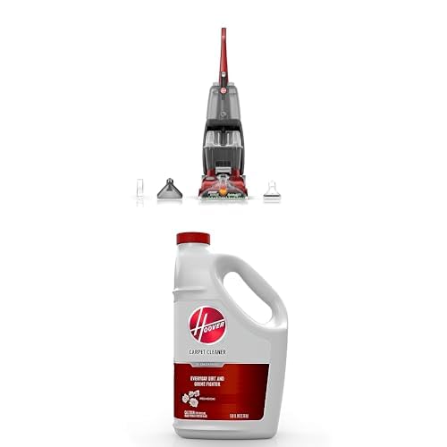Hoover PowerScrub Deluxe Carpet Cleaner Machine, Upright Shampooer, FH50150NC + Hoover Everyday Solution, Deep Cleaning Carpet Shampoo, 128 oz Formula, AH30932
