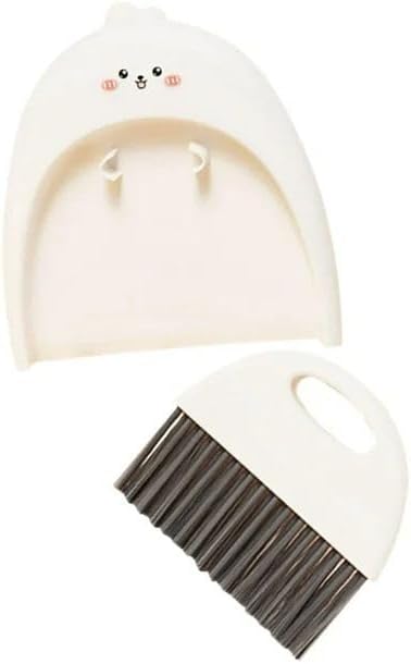 1 Set White Cute Broom and Dustpan Set, Mini Dustpan and Brush Cleaner Set,for Table Window Gaps Keyboard Kitchen Pets Nest