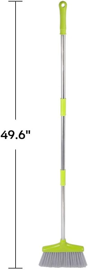 FGY Broom and Dustpan Set 48" Long Handle Broom and Collapsible Dust Pan Combo for Home Office Kitchen (Green)