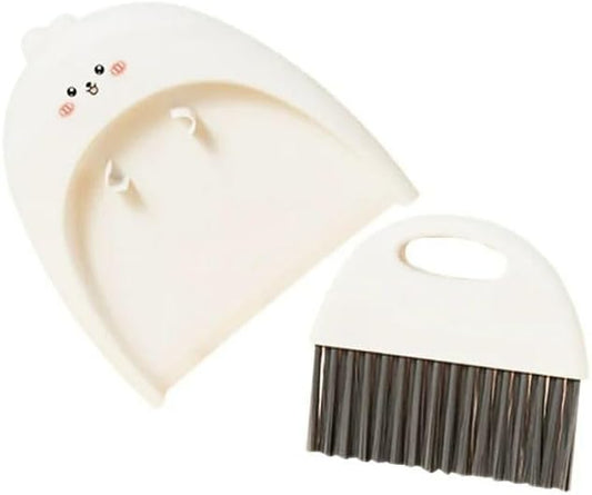 1 Set White Cute Broom and Dustpan Set, Mini Dustpan and Brush Cleaner Set,for Table Window Gaps Keyboard Kitchen Pets Nest