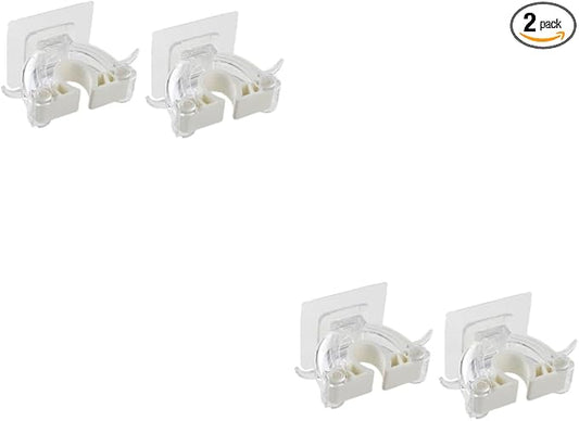 Garneck 4pcs Mop and Broom Holder Wall Mounted Mop Broom Hanger Clip Seamless Hook Home Organizer