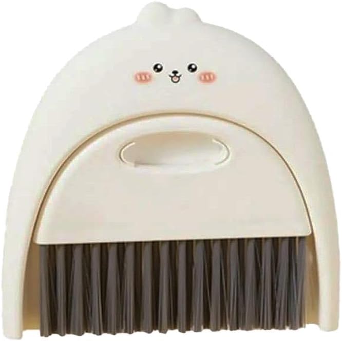 1 Set White Cute Broom and Dustpan Set, Mini Dustpan and Brush Cleaner Set,for Table Window Gaps Keyboard Kitchen Pets Nest