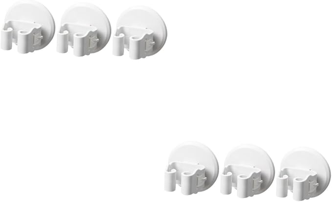 Lurrose 2sets Mop Broom Holder Wall-Mounted Suction Clamp No Drilling Storage Solution for Bathroom Kitchen 3pcs*2
