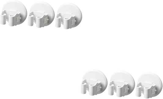 Lurrose 2sets Mop Broom Holder Wall-Mounted Suction Clamp No Drilling Storage Solution for Bathroom Kitchen 3pcs*2