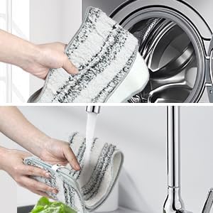 CQT Commercial Flat Microfiber Floor Mop Cleaning System 20" Wet Dry and Dust Hardwood with 4 Washable Pads Cleaner for Laminate Tile Stainless Steel Handle and Extension (PT15 New)