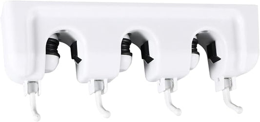 Zerodeko Mop Broom Holder Slots and Hooks for Efficient Storage Garage Garden and Kitchen Wall Mounted Organizer for Mops Brooms and Cleaning Tools White
