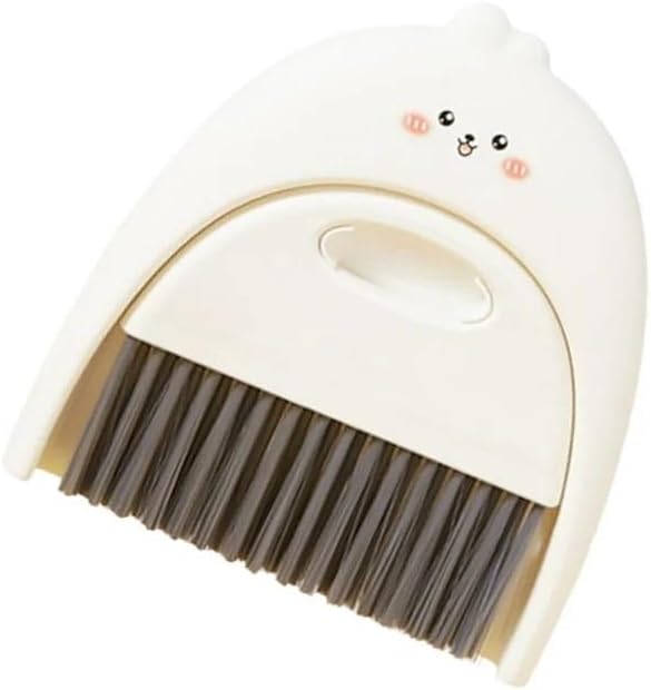 1 Set White Cute Broom and Dustpan Set, Mini Dustpan and Brush Cleaner Set,for Table Window Gaps Keyboard Kitchen Pets Nest