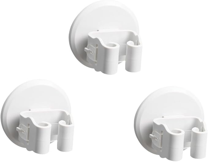 Happyyami 3pcs Mop and Broom Holder Wall-mounted Suction Cup Clamp for Cleaning Tools Broom Holder Wall Mount