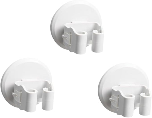 Happyyami 3pcs Mop and Broom Holder Wall-mounted Suction Cup Clamp for Cleaning Tools Broom Holder Wall Mount