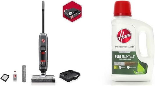 Hoover ONEPWR Streamline Cordless Hard Floor Cleaner, Wet Dry Vacuum, BH55400V, + Hoover Pure Essentials Solution Hard Floor Cleaner, 50 oz, AH31465