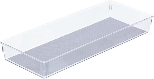 Glad Drawer Organizer Bin, 15x6 - Heavy Duty Clear Plastic Storage Tray for Junk Drawers, Kitchen Utensils, Bathroom Vanity, and Organizing Pantry - BPA Free, Food Safe, Non Slip