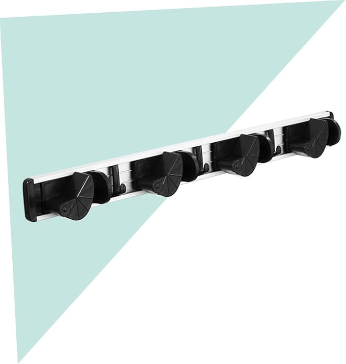 Healifty Mop Broom Holder Wall-Mounted Broom Rack Mop Holder Hook Wall-Mounted Cleaning Storage