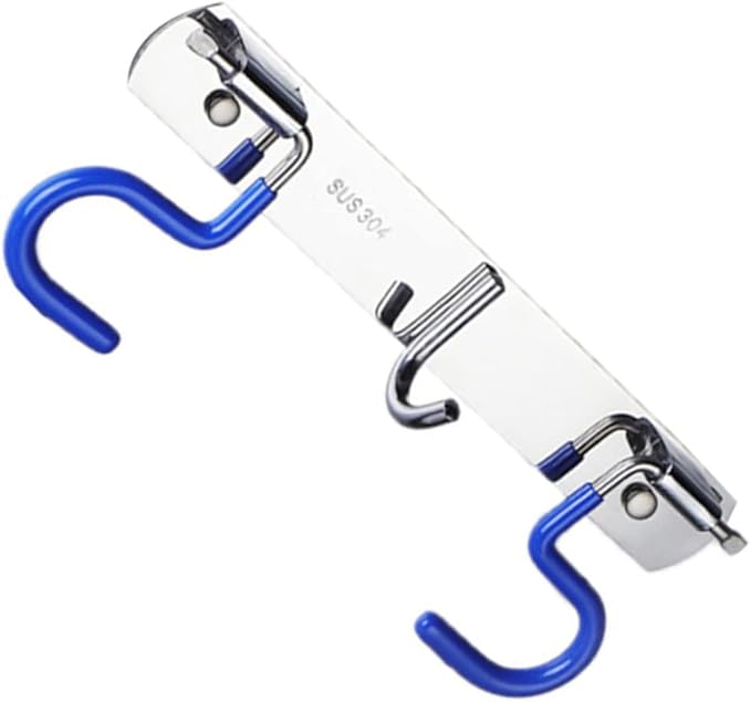 304 Stainless Steel Mop Broom Holder Wall-Mounted Organizer Hooks Heavy Duty Mop Hanger for Kitchen and Bathroom Easy Installation No Drill Required