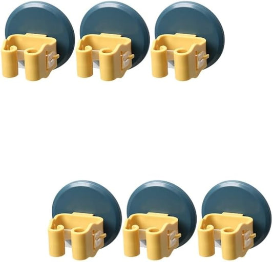 Lurrose 6pcs Mop and Broom Holder Wall-mounted Clips Easy Install - Grippers for Organizing Brooms Mops and Tools Bathroom Kitchen and Garage Yellow