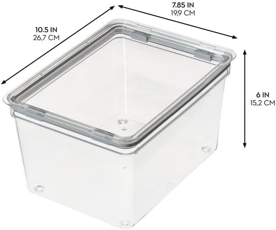 iDesign Large Tall Dry Goods Storage Bin, The Fresh Collection – 7.85” L x 10.85” H x 6” W, Clear Bin