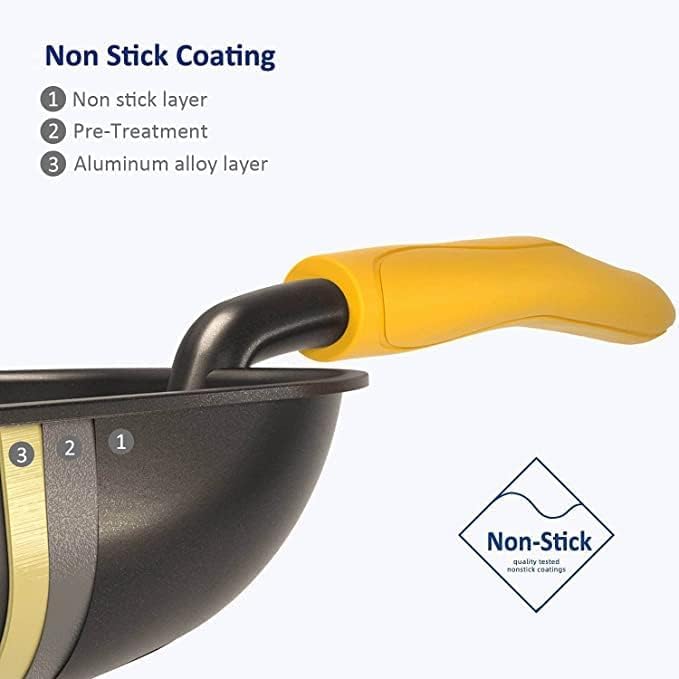 WePet Cat Litter Scoop, Non-Stick Plated Aluminum Alloy Sifter, Kitty Durable Metal Scooper, Deep Shovel, Long Handle, Kitten Pooper Lifter, Size Medium, Coated Black Body with Yellow Handle