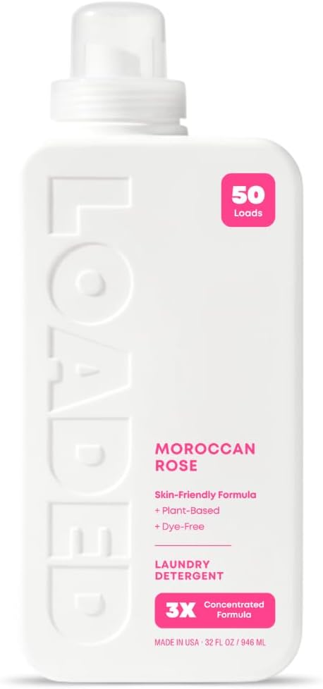 Loaded Laundry Detergent, Luxury Cologne Scented | 50 Loads | Rose Petals & Peony | Skin-Friendly & Plant-Based | Made in USA | 32 oz