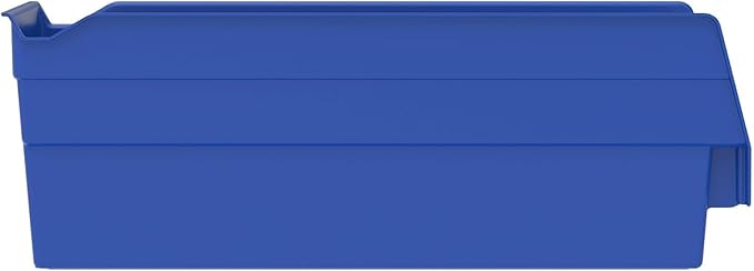 Akro-Mils 30120 Plastic Shelf Bins, Heavy Duty Storage Bins for Garage, Closet, and Drawer Organization, 12-Inch x 4-Inch x 4-Inch, Blue, 24-Pack