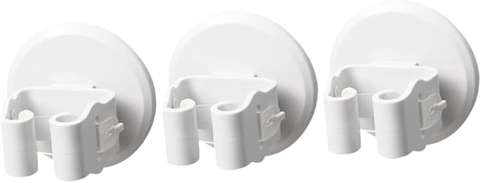 Lurrose 2sets Mop Broom Holder Wall-Mounted Suction Clamp No Drilling Storage Solution for Bathroom Kitchen 3pcs*2