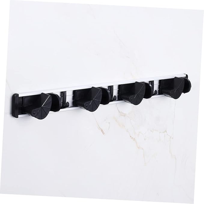 Healifty Mop Broom Holder Wall-Mounted Broom Rack Mop Holder Hook Wall-Mounted Cleaning Storage