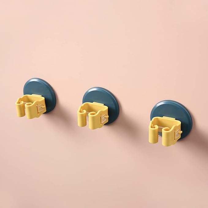 Lurrose 6pcs Mop and Broom Holder Wall-mounted Clips Easy Install - Grippers for Organizing Brooms Mops and Tools Bathroom Kitchen and Garage Yellow