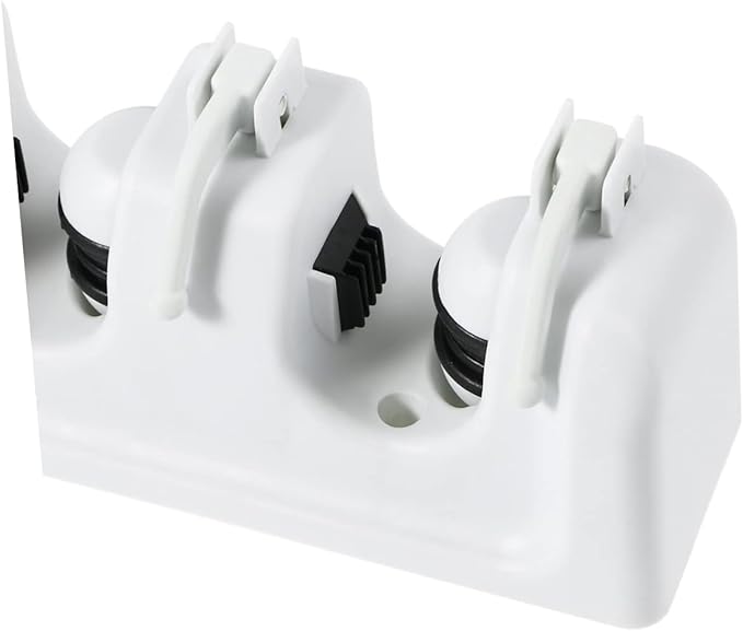 Garneck Mop Broom Holder Wall Mounted Organizer Slots and Retractable Hooks for Easy Storage Garage Kitchen and Garden White