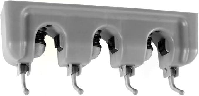 Zerodeko Umbrella Clip Mop Broom Holder Wall Mount Storage Rack 3 Ball Slots 4 Hooks Anti-slip Pad Grey