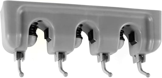 Zerodeko Umbrella Clip Mop Broom Holder Wall Mount Storage Rack 3 Ball Slots 4 Hooks Anti-slip Pad Grey