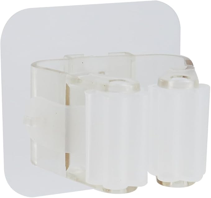 Sscon 5Pcs Self Adhesive Broom Holder Plastic Storage Rack for Brooms Mops Tools - Clear