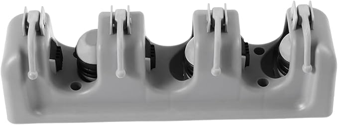 Zerodeko Umbrella Clip Mop Broom Holder Wall Mount Storage Rack 3 Ball Slots 4 Hooks Anti-slip Pad Grey
