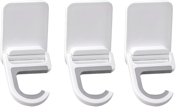 Punch Free Mop Hooks 3-Pack Adhesive Wall Mounted Mop Holder for Brooms Cleaning Tools Foldable No Drilling Waterproof Organizer for Kitchen Bathroom