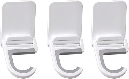 Punch Free Mop Hooks 3-Pack Adhesive Wall Mounted Mop Holder for Brooms Cleaning Tools Foldable No Drilling Waterproof Organizer for Kitchen Bathroom